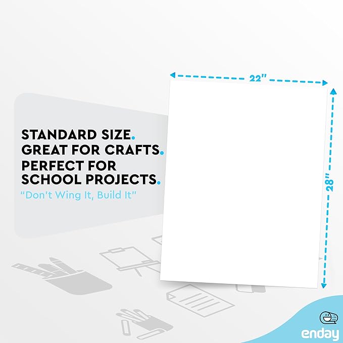 Emraw Poster Board Lightweight Craft Backing Boards for Presentations Office Sign Blank Painting Board Smooth Surface Poster Sheets for School Pack of 5 (White)