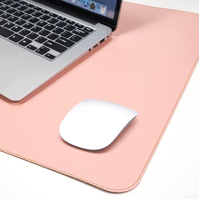 AFIING Cork Desk Mat 47" x 23.6", Dual-Sided Natural Cork & PU Leather Desk Pad, Non-Slip Waterproof Large Mouse Pad for Office, Home & Gaming (Pink)