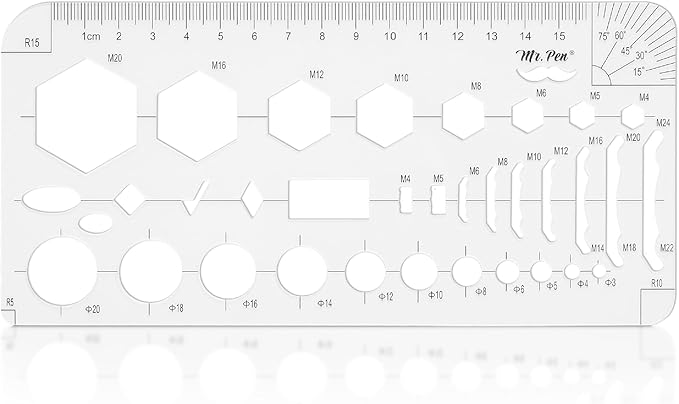 Mr. Pen- Geometric Drawing Template, Hexagon & Circles, Plastic Template Plastic, Shape Stencils for Drawing