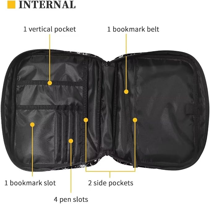 Coldinair Sun Moon Stars Bible Cover for Men Women Teens,Portable Carrying Book Case Church Bag Bible Holder with Handle and Zippered Pocket
