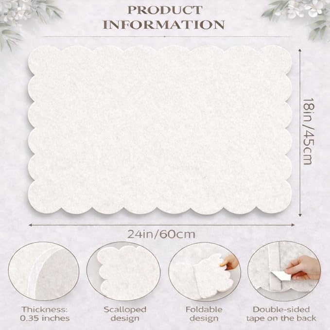 Scalloped Felt Bulletin Board 24 x 18 Inches, Decorative Wall Pin Board for Dorm, College & Bedroom, Memo Board for Photos, Notes & Study Display (Warm Beige)