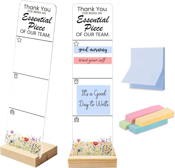 Sticky Note Holder Acrylic Monitor Memo Board Desk Organizers and Accessories Desk Decor Post It Note Holder with 200Pcs Sticky Notes Team Appreciation Thank You Office Desk Sign