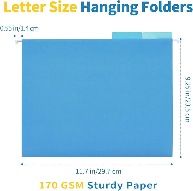 Classification Hanging File Folders with 2 Dividers, Goefun Letter Size Colored Classification Folders 20 Pack, 5 Color Assorted, Designed for Drawer, Cabinet, File Box, with 1/5-Cut Adjustable Tabs
