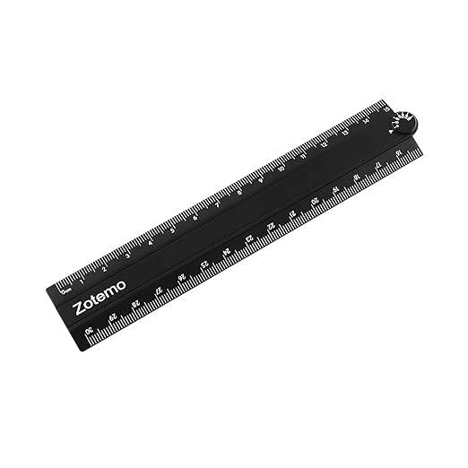 2-in-1 Foldable Metal Ruler & Protractor -15cm Compact to 30cm Extended, Precision Laser Etched Metric Scale, Aluminum Folding Small Ruler for Planner Journaling Drafting Drawing (Black)