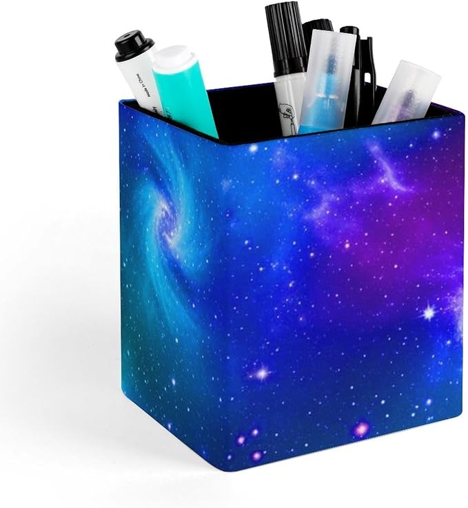 Men's Fashion Pencil Pen Holder Cup, Waterproof Office Supplies, Waterproof Multifunctional Office Supplies Blue Purple Galaxy Art