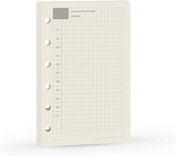 A7 Planner Refill, A7 Agenda Refill Daily Plan for Compatible with Filofax,6 Hole/100gsm, Time Table Notebook Insert Paper for 6 Rings Binder, 4.84 x 3.23'', Harphia