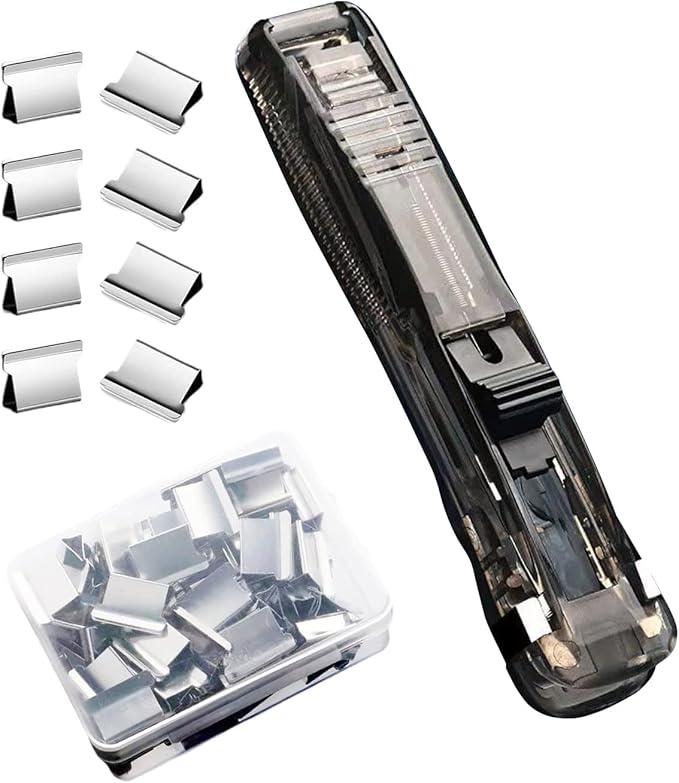 Push Stapler | Holds 40 Sheets Push Paper Fastener - with 50 Stainless Refills Desktop Reusable Clamp Stapler - for Teacher Student Office School Home Craft