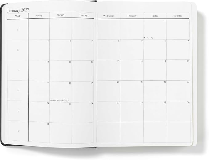 Wykeham's Executive 2026-27 Daily Journal Planner – Customization Available – Mid-Year Academic Diary (Black, 8.5"×5.5")