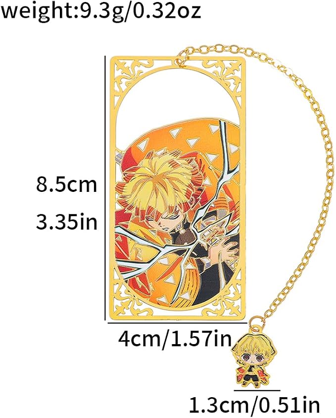 Demon Kamado Bookmark Page Mark, Anime Tanjiron Zenitsu Giyuu Kyoujurou Figure Reading Tool, Stationery Gifts for Reading Lovers Bookworm (Style C)