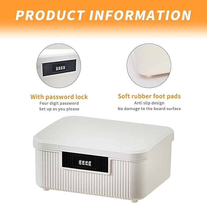 AnRui 4.2 Gallon Lockable Storage Container Bin, Portable Plastic Safe Box with Lock Usable As Item Organizer, Art Craft Or Office File Storage (Milk White)
