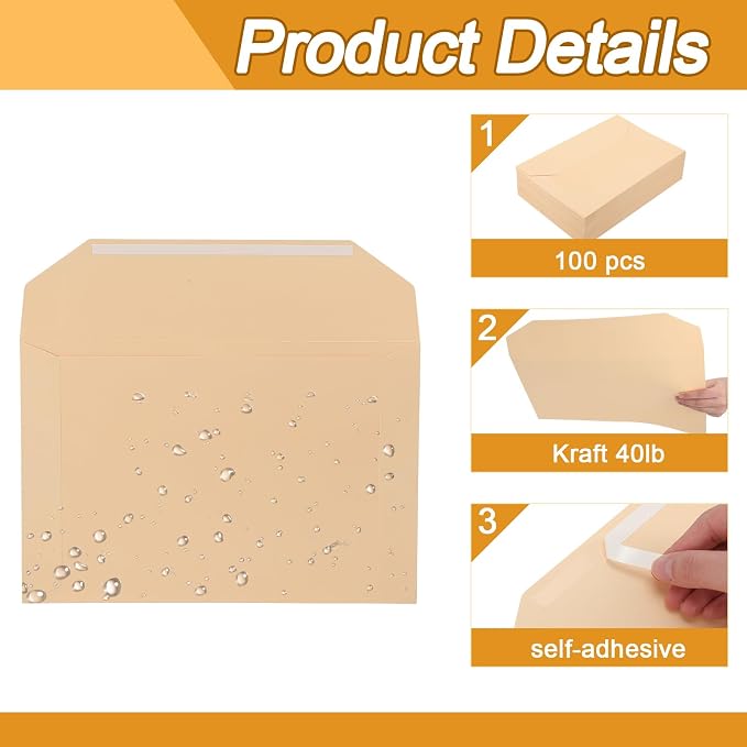 Engrowtic 100 Pack Legal Size File Envelope 10" x 15" Document Folder Heavyweight Manila 143 lb Ungummed Flap File Jackets for Attorney Employee Mailing Office Business, Beige