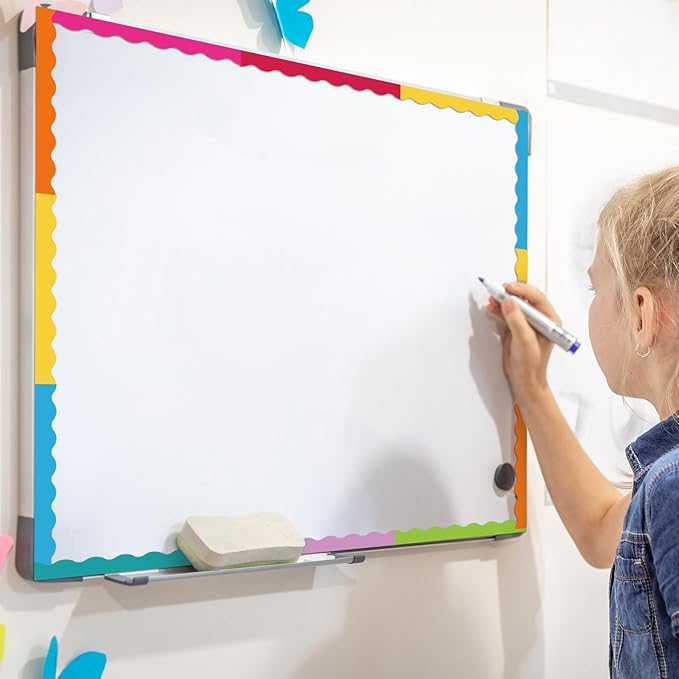Qeeenar 24 Pcs Magnetic Borders for Classroom Bulletin Board Borders Magnetic Whiteboard Classroom Strips for Office Chalkboard Decoration(Summer Color)