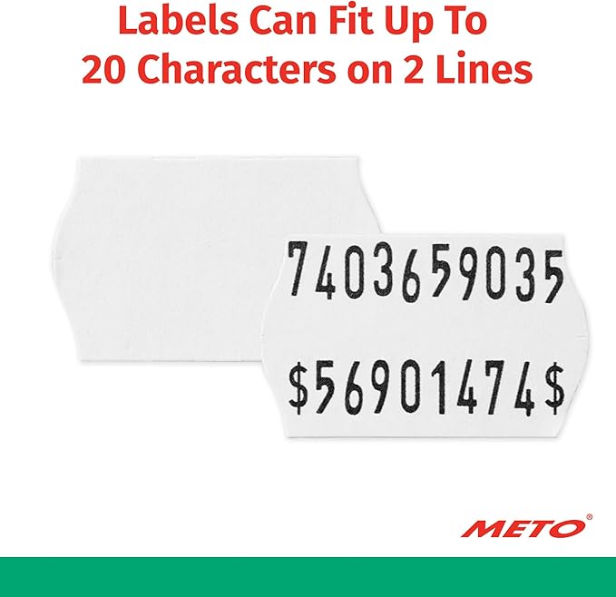 Meto Price Gun Labels, White 0.63" x 1.02" (16 x 26mm), 6 Rolls for 6,000 Total, Deepfreeze Adhesive, for Meto Classic M Price Guns, Double-Line Printing (88317)