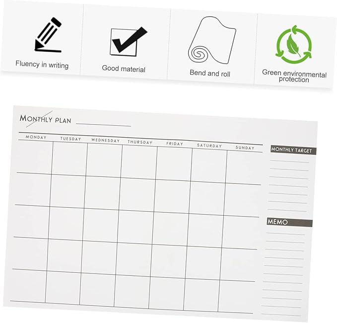 KALLORY Simple Month Schedule Work Planner Notepad Monthly Scheduler for Students Office and Home Use Practical Desk Calendar for Study and Work Organization