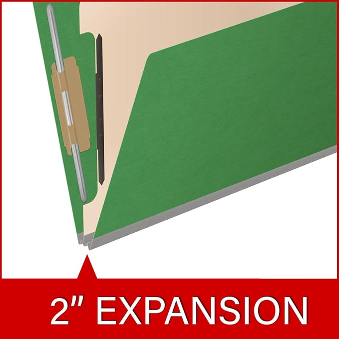Pressboard Classification Folders, Full Cut End Tab, Letter Size, 1 Divider, Moss Green (Box of 10)