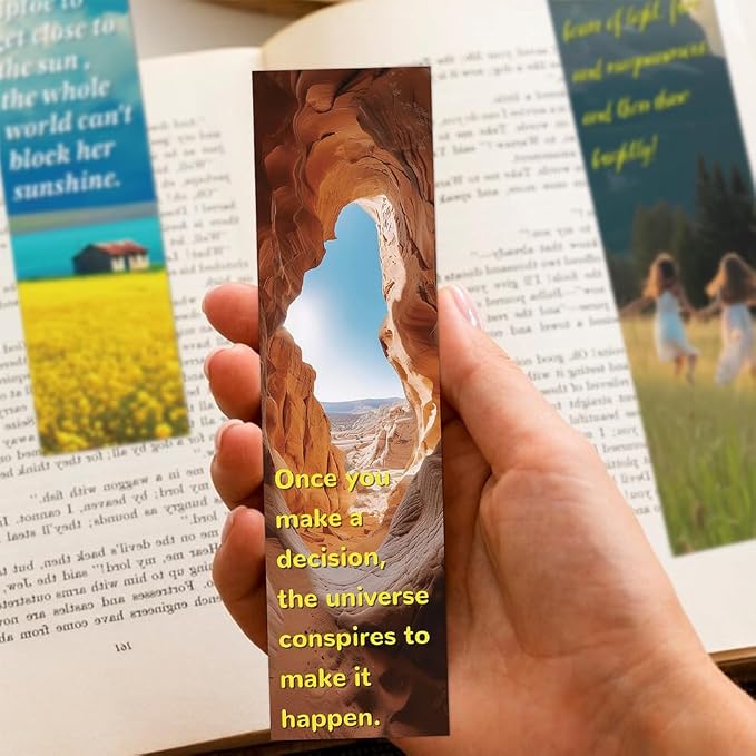 30Pcs Motivational Landscape Bookmarks Inspirational Page-Markers with Uplifting Quotes for Students Kids Teens Adults and Reading Lovers