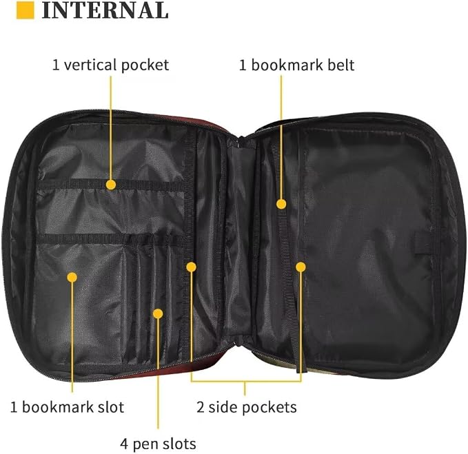 Coldinair American Flag Cross Bible Cover for Men and Women Bible Case Bible Carrier Carrying Organizer Purse Handbag with Zipper Pockets Church Bag