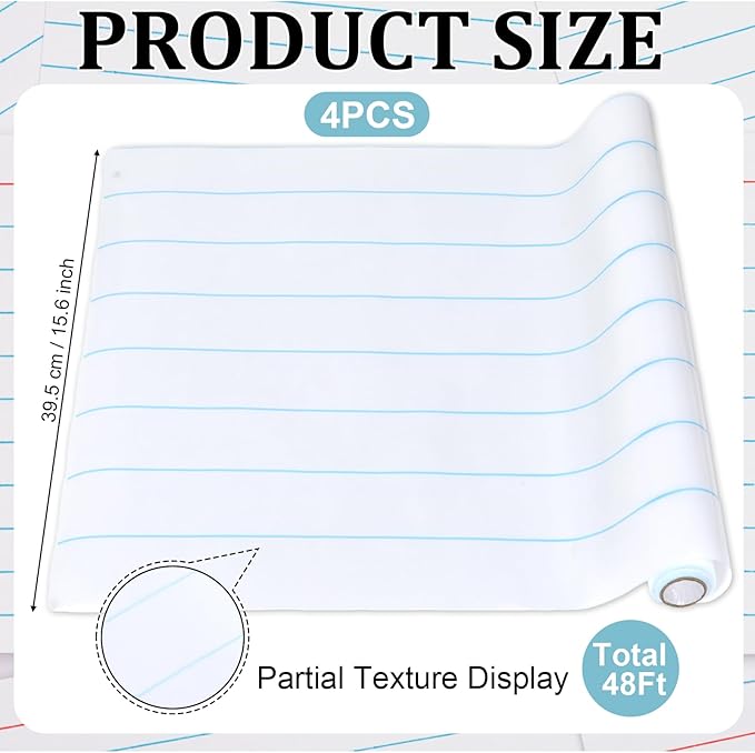 4 Rolls Notebooks Bulletin Board Paper Roll Non-Woven Bulletin Board Background Reusable Waterproof Classroom Poster Fade Resistant Poster for Classroom Decor Wrapping Craft Supplies 15.6In x 12 Ft
