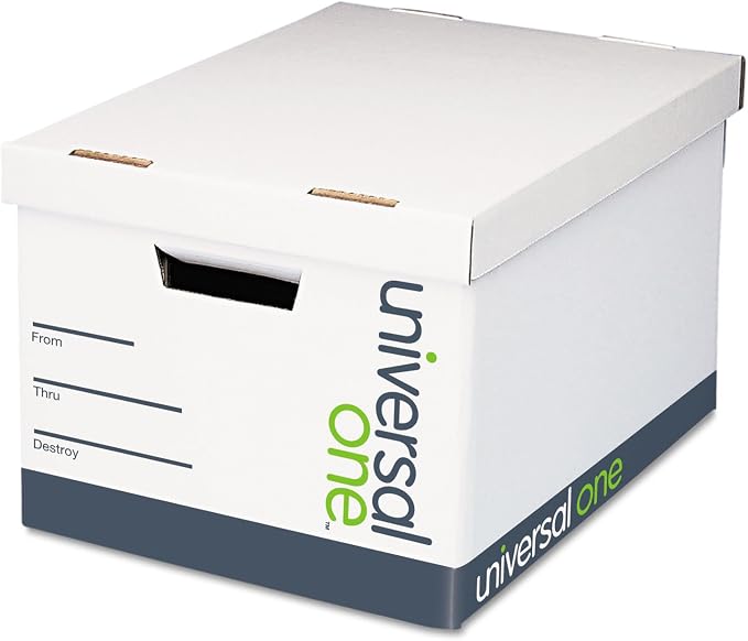 Universal 95220 Lift-Off Lid File Storage Box, Letter, Fiberboard, White, 12/Carton