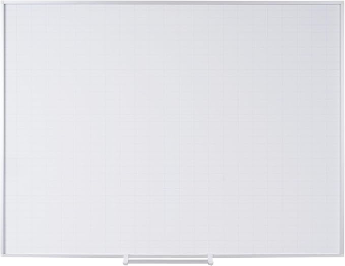MasterVision MA0592830A Planning Board Magnetic Dry Erase 1" x 2" Grid Planner with Accessory Kit, 36" x 48", Aluminum Frame,Silver