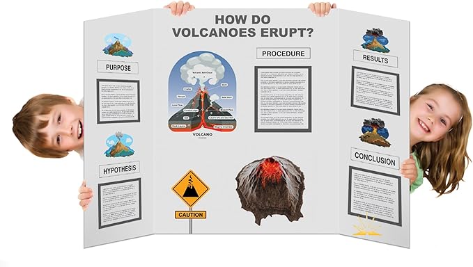 Rsgift 4 Pcs Tri-fold Poster Boards 48 x 36 inches, Premium Corrugated Presentation Boards with Double Sided Tapes,Display Boards for School Project,Exhibitions, Business Presentation