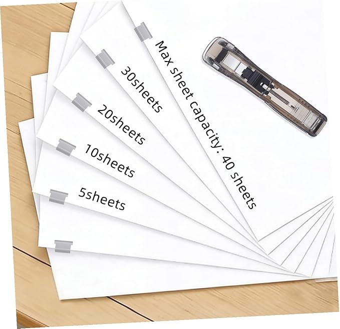 Office Stapler Set with Refillable Stapler and Document Binding Clips with 200pcs Refill Staples Multi-Function Paper Fastening Tool for Home and Office Use