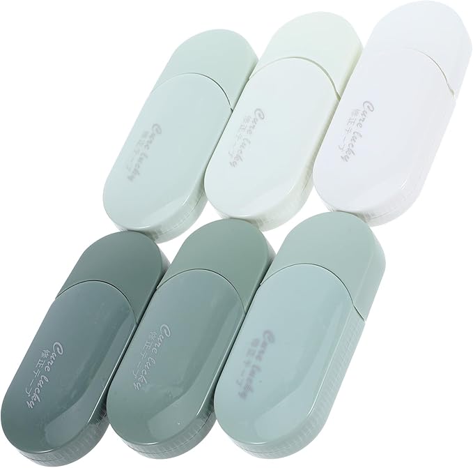 6pcs Student Correction Tape Large Capacity Gradient Green Adhesive Correction Pen for Writing Mistakes for School and Office Use