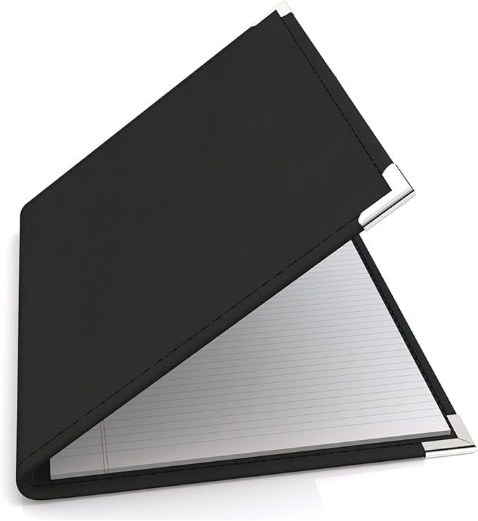 Executive Notebook Portfolio, VIP Faux-Leather Padfolio for Women and Men, Includes 8.5-by-11-Inch Writing Pad, Black