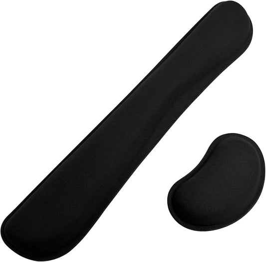 Bloss 2 Wrist Rest Support for Mouse Pad & Keyboard Set, Ergonomic Design Wrist Support Pad for Keyboard, Soft Memory Foam Desk Pads Support Hand and Arm Easy Typing Pain Relief - Black