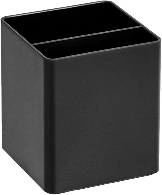 Amazon Basics Plastic Desk Organizer - Pen Cup, 3.9" x 3.4" x 3.4", Black