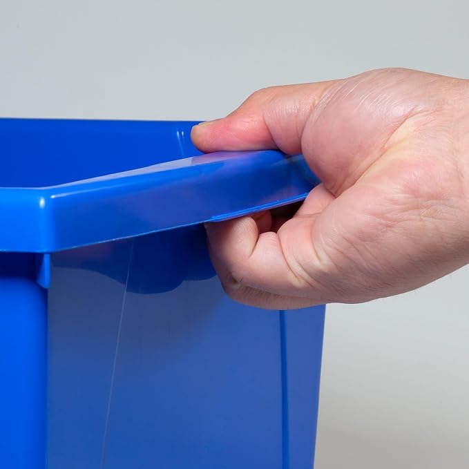 Storex 4 Gallon Storage Bin with Lid – Plastic Classroom Organizer for Books and Supplies, Blue, 1-Pack (61412A06C)