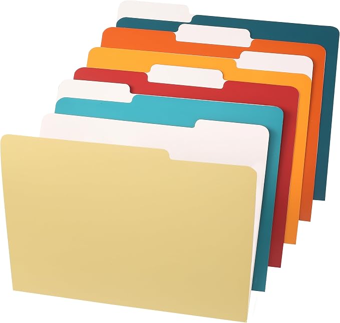 Mr. Pen- Office File Folder, 18 Pack, Retro Colors, 1/3-Cut Tab, Colored File Folders Letter Size, Colored Folders, Office Supplies File Folders with Tabs