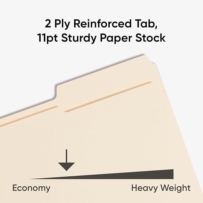 Smead Fastener File Folders, 25 Count, Manila, Reinforced 1/3-Cut Tabs, Letter Size (14536)