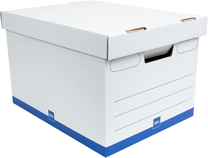 Office Depot® Brand Medium-Duty Storage Boxes, Letter/Legal Size, 15" x 12" x 10", White/Blue, Pack Of 5 - AAODMEDIUM5PK
