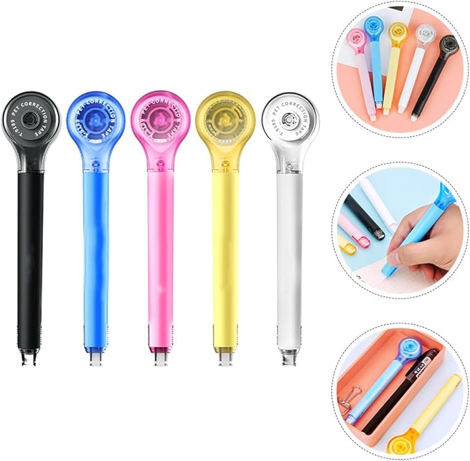 5pcs Mini Correction Tape Pen, Small Portable Writing Tape with Instant Adhesive, for Students School Supplies and Office Use Random Color