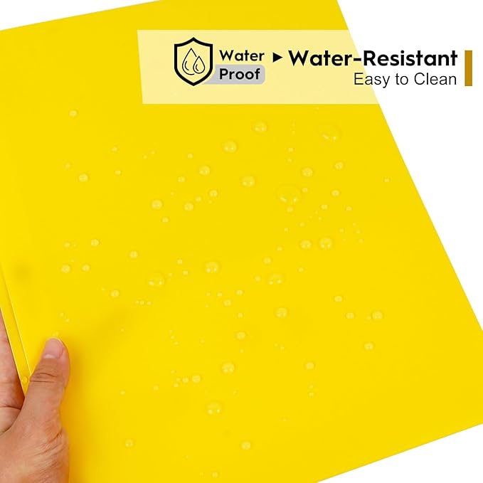 72-Pack Plastic Folders with Pockets and Prongs,2-Pocket Folders with 3 Fasteners, Holds 8-1/2" x 11" Paper for School/Office/Home, Yellow