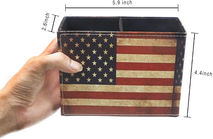 DreamsEden Pen Holder, Vintage American Flag Pencil Cup Desktop Pen Organizer for Desk Office Home Patriotic Decor