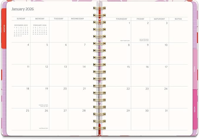Orange Circle Studio Academic Planner 2026, Cherry Sweet, Tri-Tab Planners, 17-Month Triple-Section Weekly Monthly Planner Calendar for School or Work, Includes 96 Full Color Stickers, Note Pages