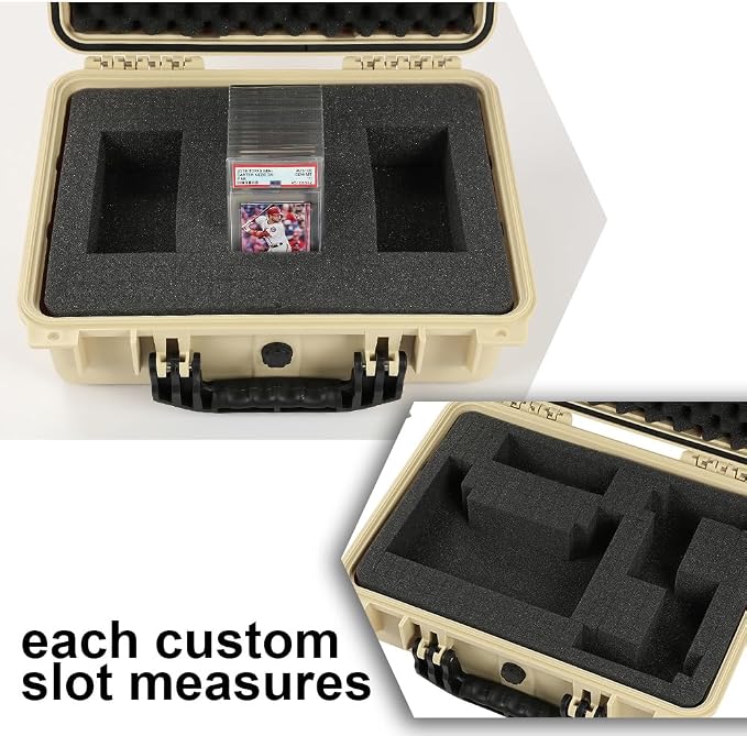 CROSSDESIGN Storage Box for Collectible Cards & Craft Supplies, DIY Adjustable Organizer with Removable Dividers & Protective Foam, Stackable Container for Tools, Screws, Beads - Large Beige