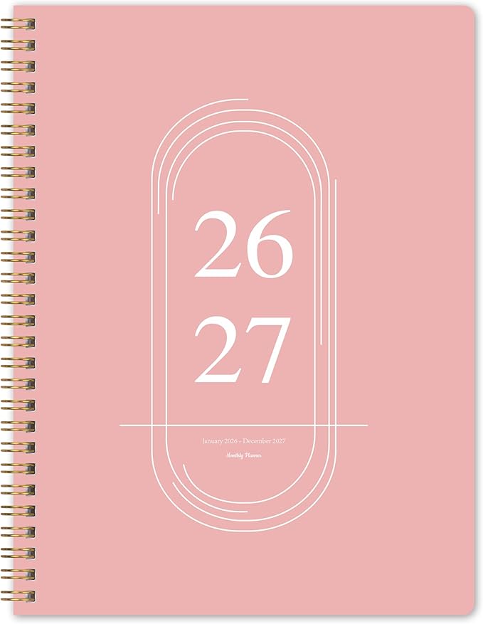 2026-2027 Monthly Planner - 2 Year Monthly Planner 2026-2027, Jan 2026 - Dec 2027, 7" x 9", 2 Year Calendar with 24 Month, Twin-wire Binding, Note Pages, Pink