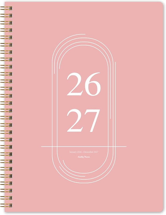 2026-2027 Monthly Planner - 2 Year Monthly Planner 2026-2027, Jan 2026 - Dec 2027, 7" x 9", 2 Year Calendar with 24 Month, Twin-wire Binding, Note Pages, Pink