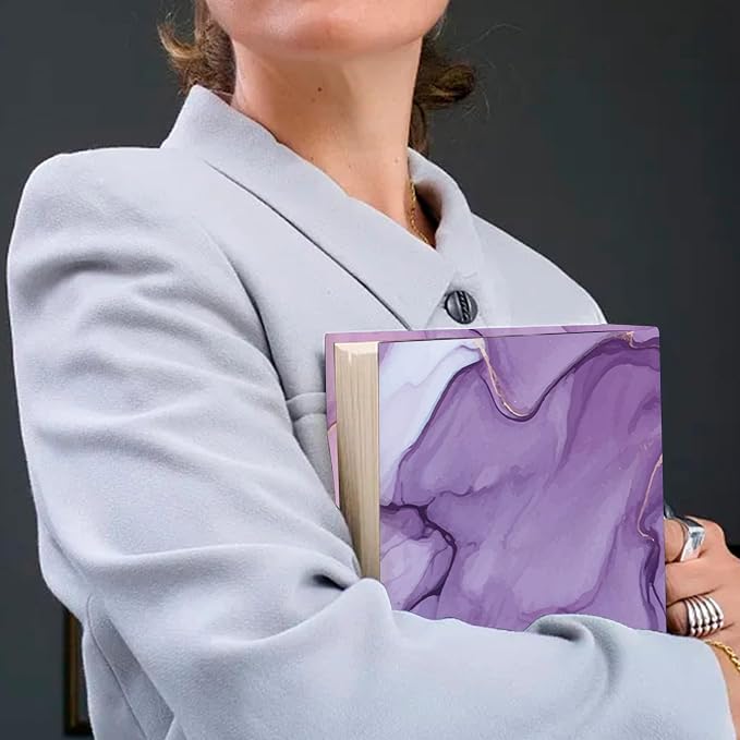 CRASPIRE Purple Stretchable Book Cover Marble Pattern Washable Reusable for Large Book Nylon Cloth Polyester Book Protector Elastic Notebook Wraps Suitable for Most Hardcover Books Students