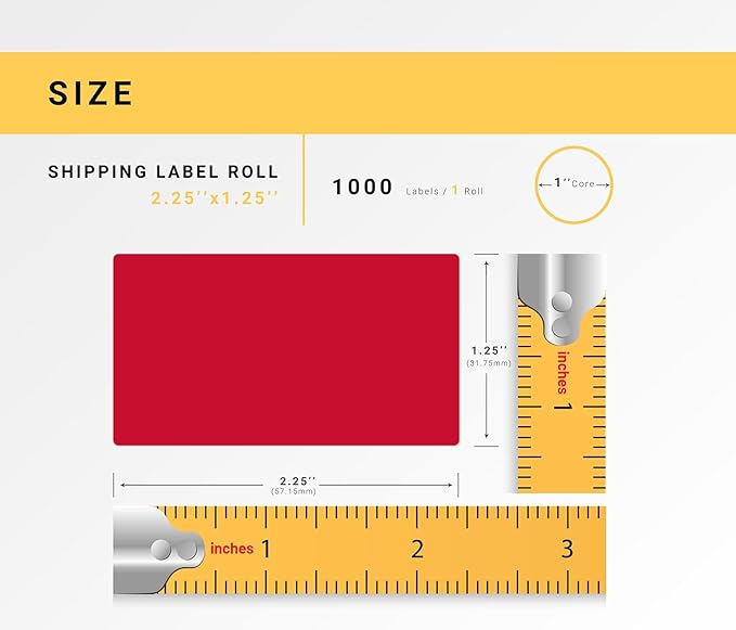 HOUSELABELS 2.25" x 1.25" Red, Blue, Yellow, Green Address Labels on 1" Core Compatible with Zebra and Rollo Printers, 16 Rolls / 1,000 Labels per Roll