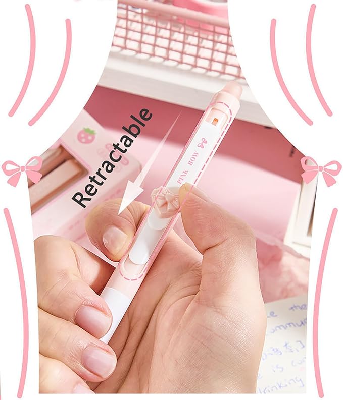 4pcs Pink Erasable Pens 0.5mm GelPens Blue Ink Retractable Mistake-Free Smooth Writing Pens with Erasers for Women Men Office Supplies (heart 4pcs, Blue)