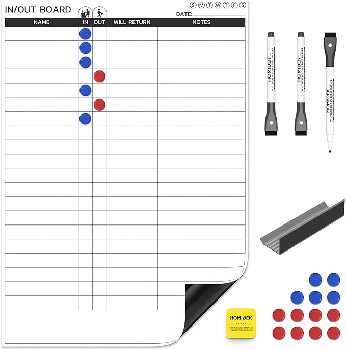 HOMiDEK in and Out Magnetic Backing Dry Erase Planner Board for Office Employee