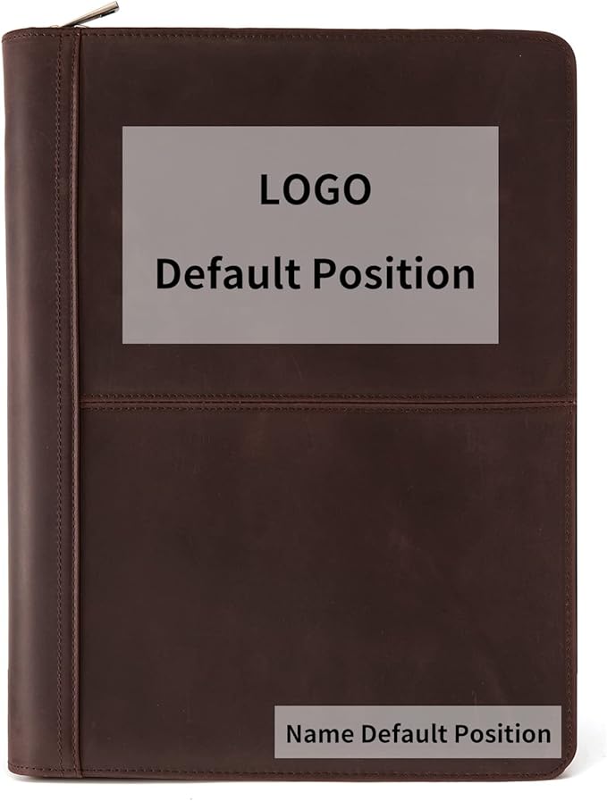 YIWEN Personalized Leather Portfolio, Zippered Padfolio Organizer Case, 8.5 x 11" Notepad Holder and 13" Tablet Folio, Professional Business Travel for Women and Men (Dark Brown, Crazy Horse Leather)