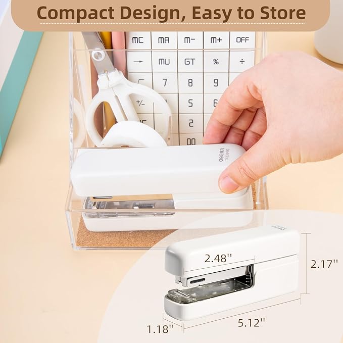 deli Stapler, Desktop Staplers with Integrated Staple Remover, 45 Sheet Capacity Office Stapler, White