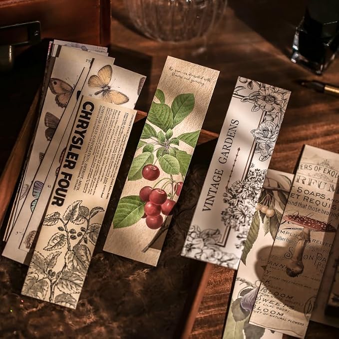 Generic 30PCS Vintage Aesthetic Bookmarks for Reading Women, Retro Natural Butterfly Flower Boxed Cardboard Paper Bookmarks Gifts for Book Lovers (A - 30 PCS)