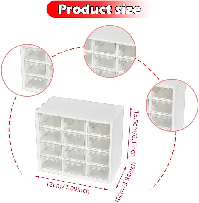 Drawer Organizer Desk Organizer Storage Box Office Supplies Desktop Drawer Box 12 Grid for Parts Home Cosmetic Bedroom