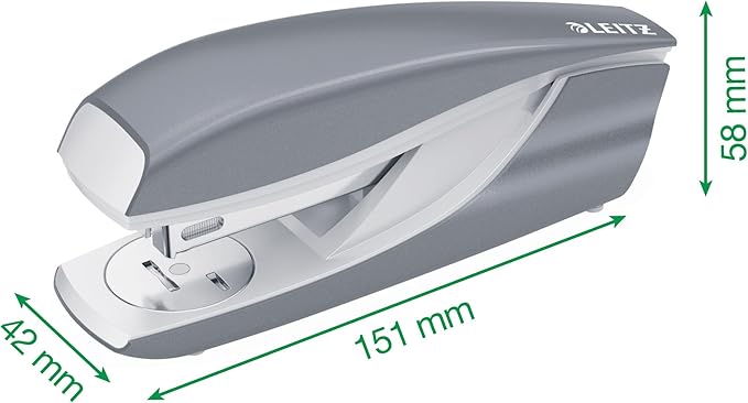 Leitz 55022054 Stapler, 30 Sheet Capacity, Ergonomic Metal Body, includes Staples, WOW Range, Green